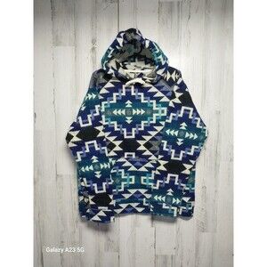 Alpacca World Mens Large Blue Aztec Print Alpaca/Orlon Blend